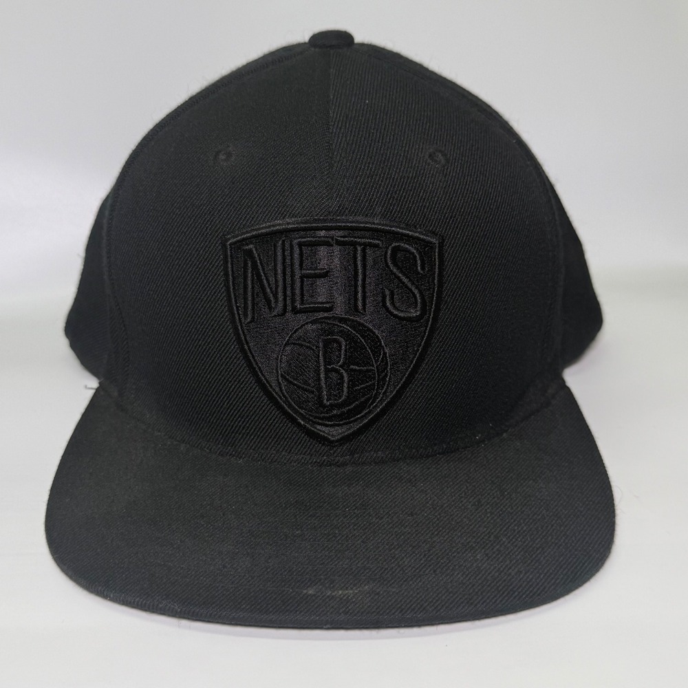 Mitchell & Ness Snapback Hat Men OSFA Black Brooklyn Nets NBA Tonal Logo Cap